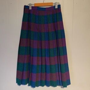 Vintage High Rise Pleated Plaid Midi Skirt colourful 11/12